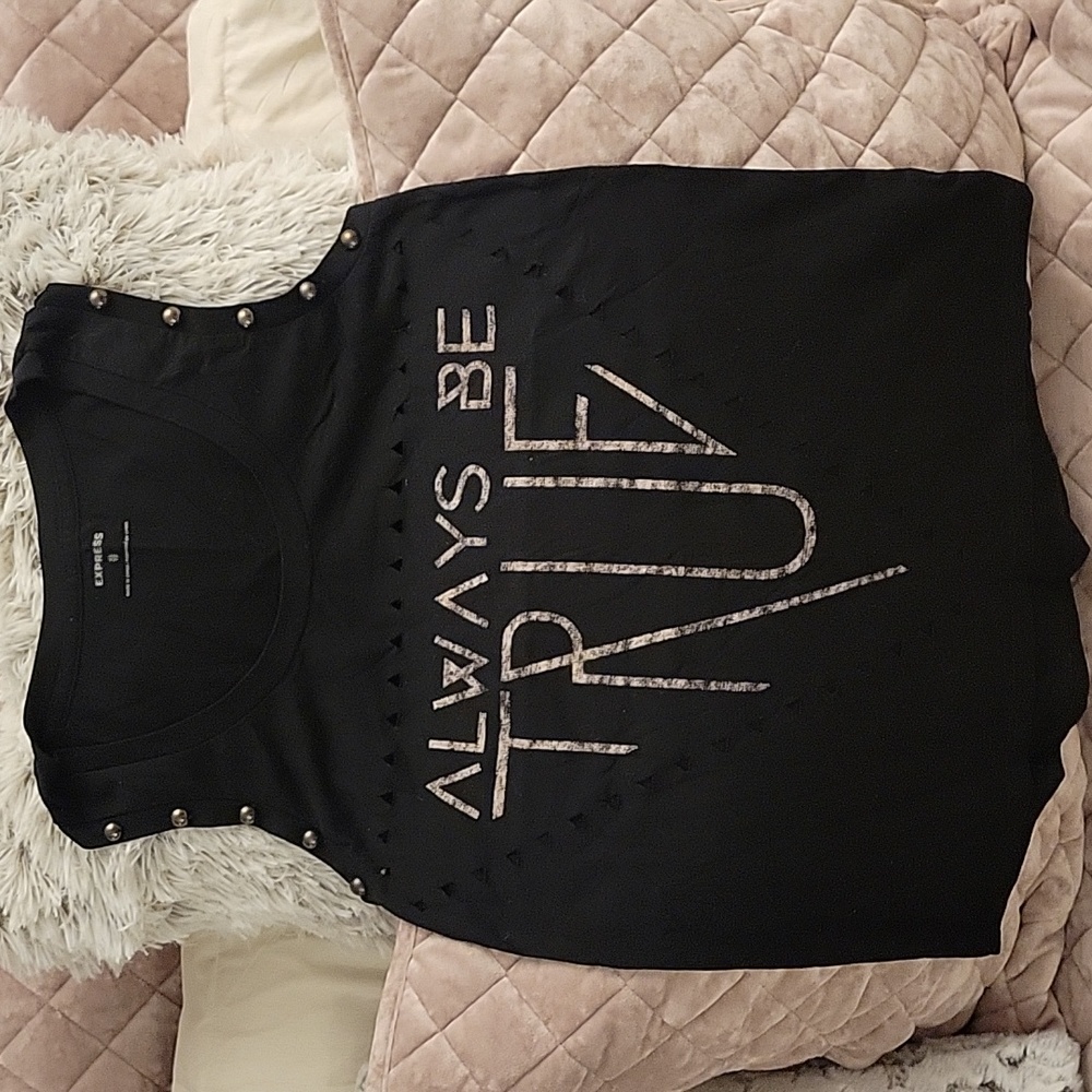 EXPRESS peek a boo cut outs studded tank top